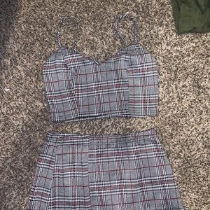 Two piece plaid skort set